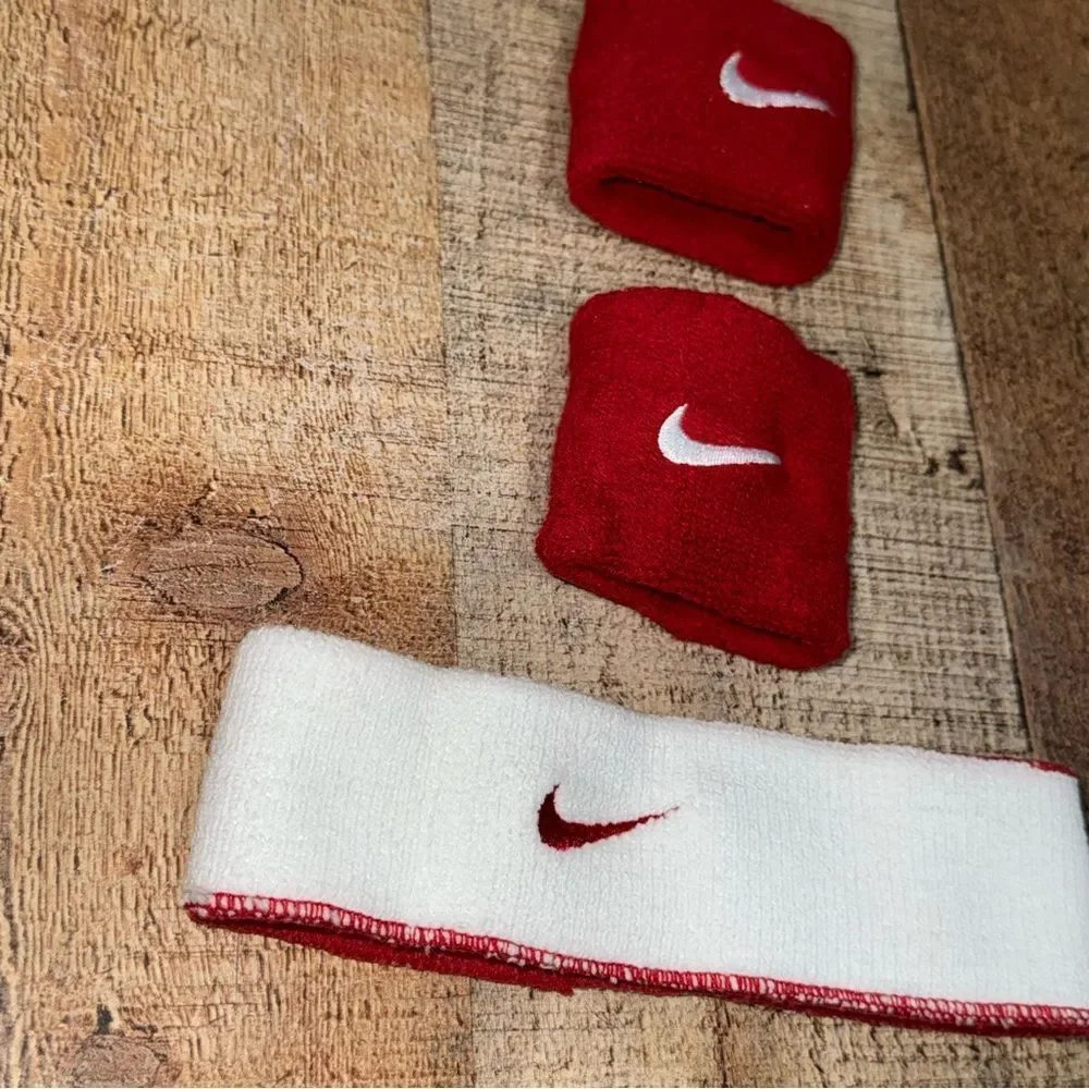 Nike swoosh wristbands and reversible headband